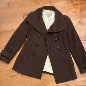 Aritzia Wilfred brown pea coat jacket xs